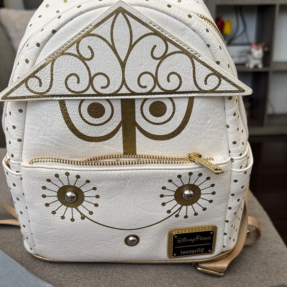 Loungefly White and Gold Disney Backpack